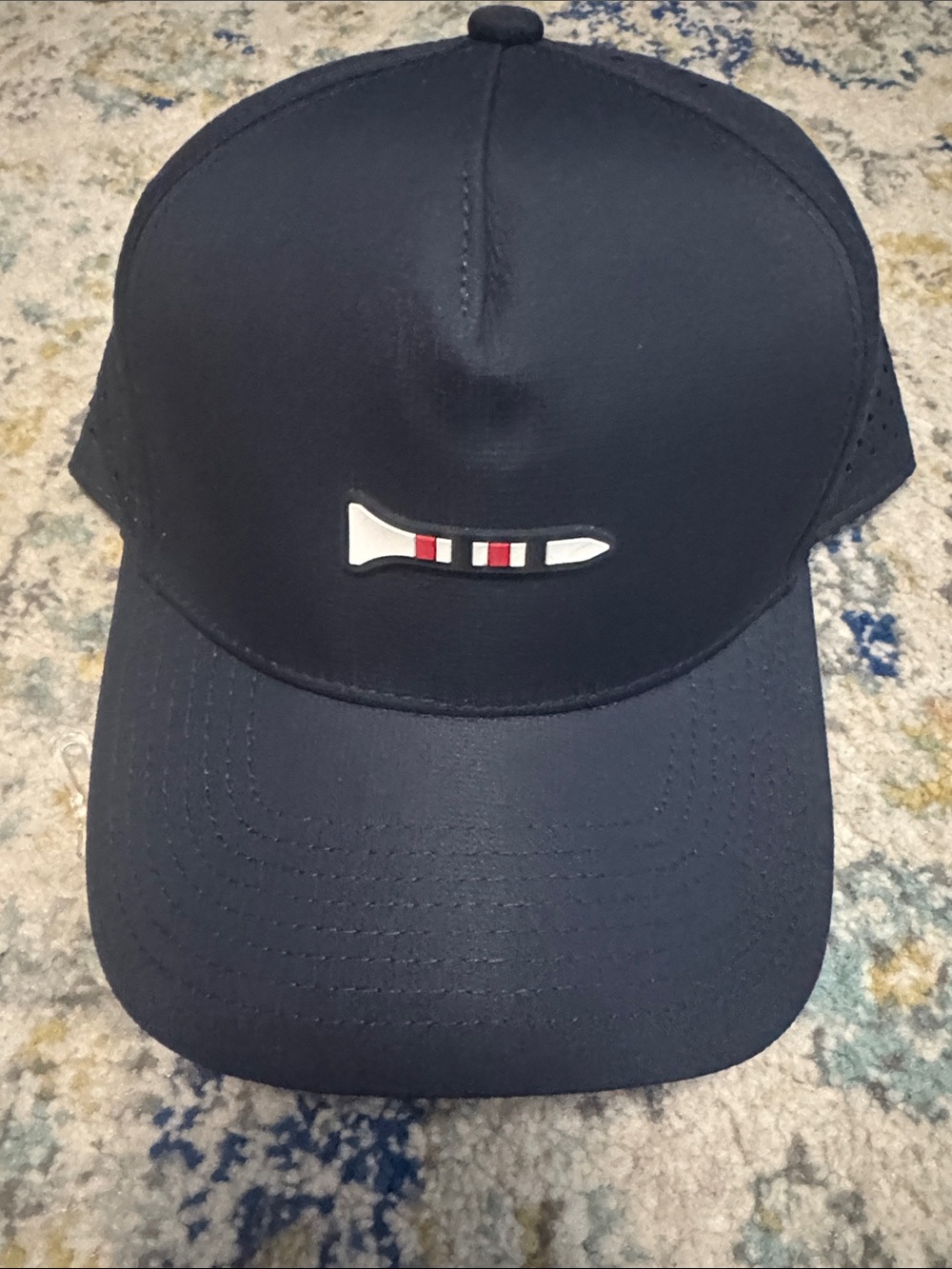 Navy Baseball Cap with White & Red Accent